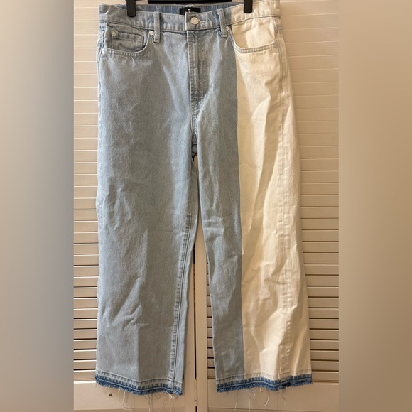 7 For All Mankind Denim - 7 For All Mankind Blue and Cream Straight Leg Jeans
